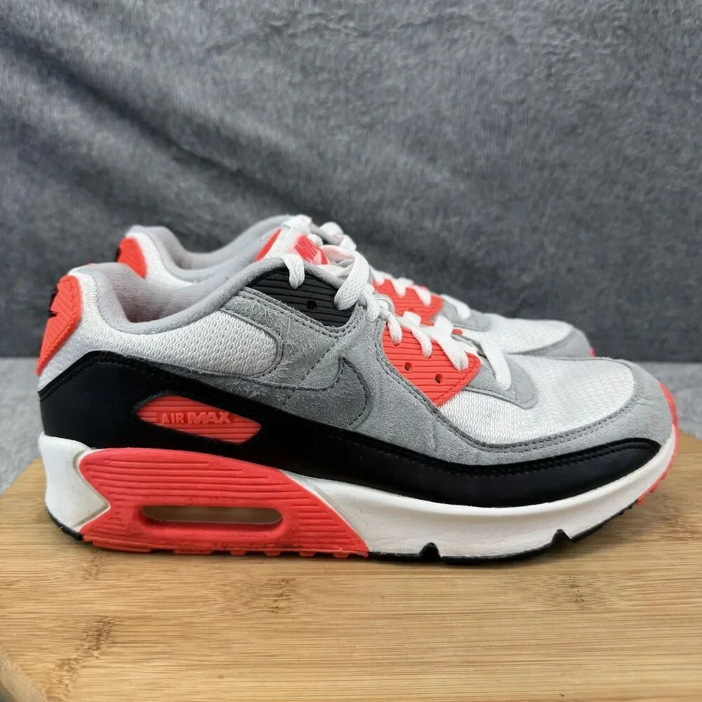 Nike Air Max 90 Shoes Boys Size 6.5Y White Gray Black Casual Sneakers DC8334-100